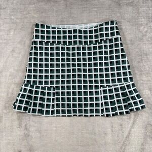 Golftini Brick House Skort Womens 2 Green Geometric Pleated Golf Skirt Lined